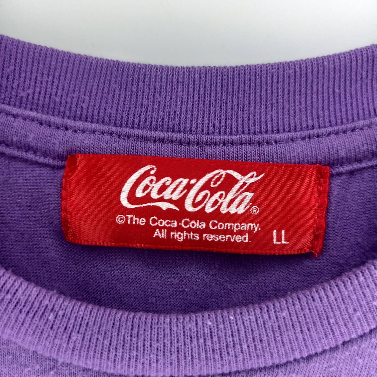 コカ・コーラ　クルーネック　ポケット　カットソー　半袖　企業ロゴ　紫　XL