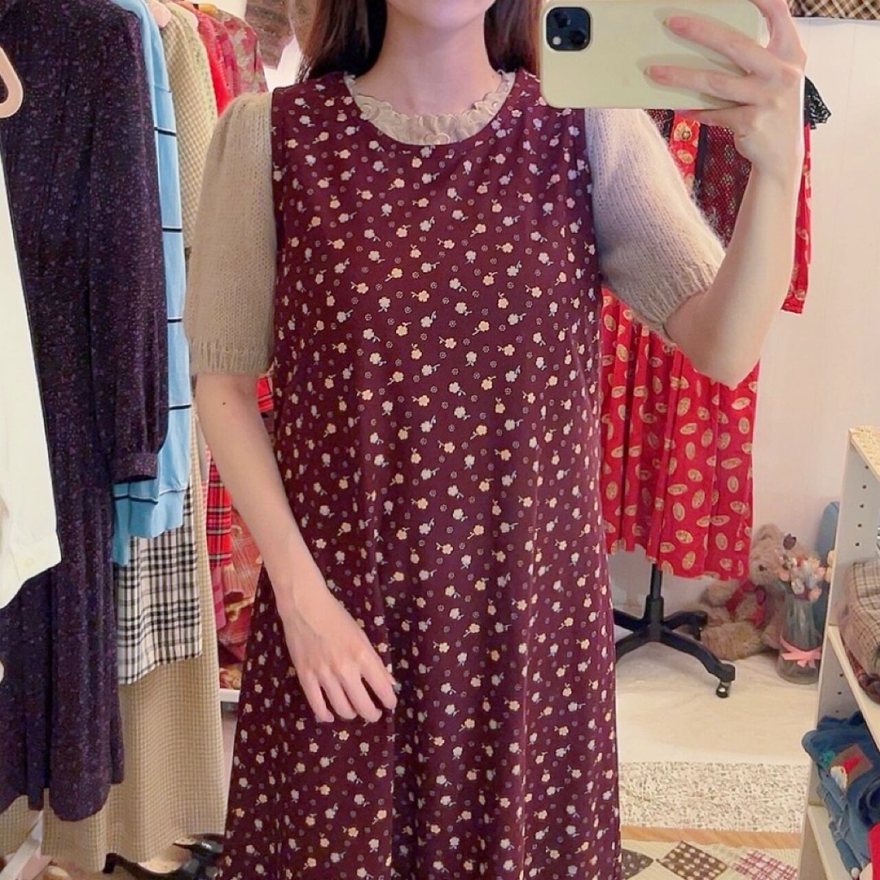 bordeaux flower sleeve less one-piece