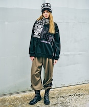 COOLAオリジナルシェブロンパターンスカルニットビーニー CQ-47529