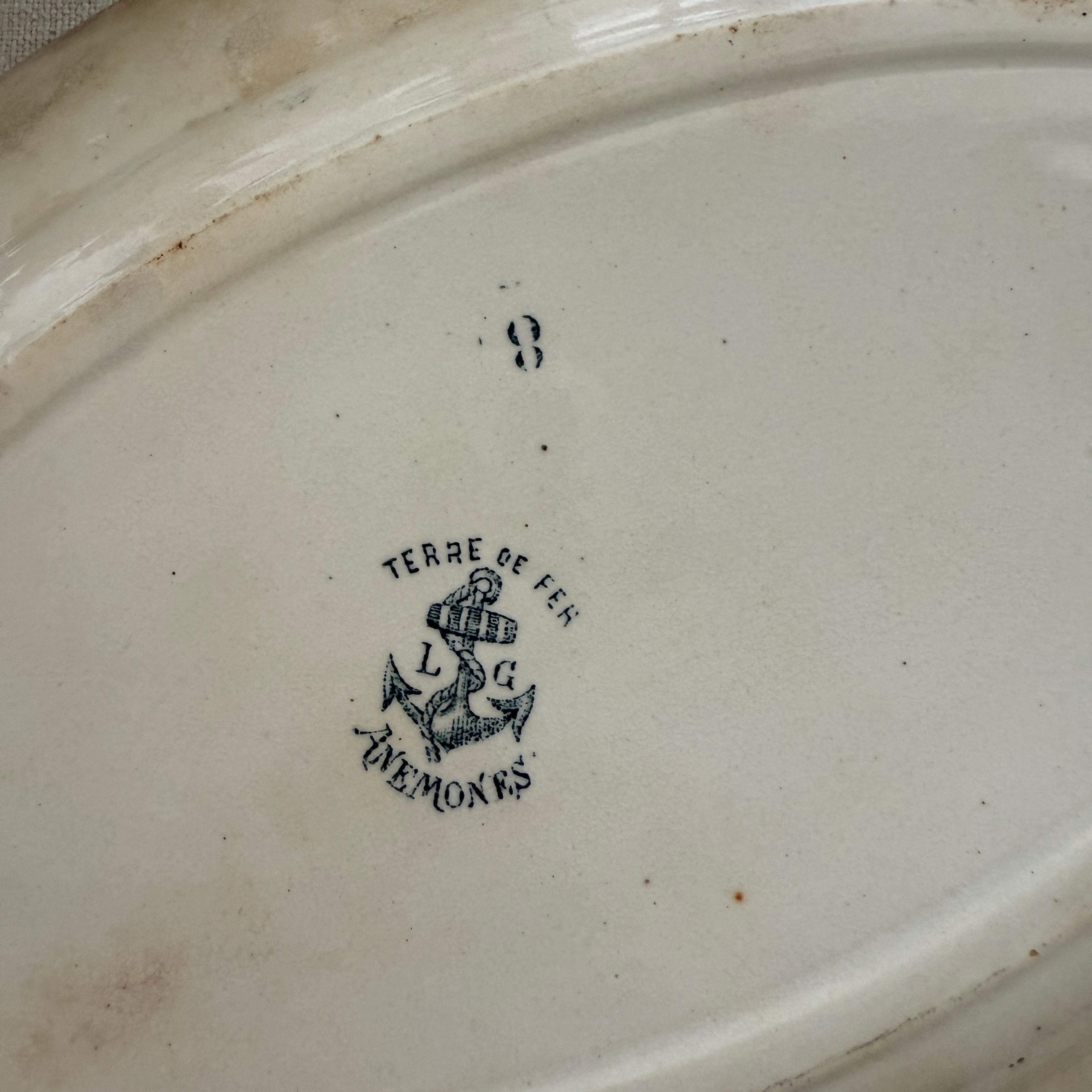 French Antique Oval Plate By Clairefontaine/フランスのクレール