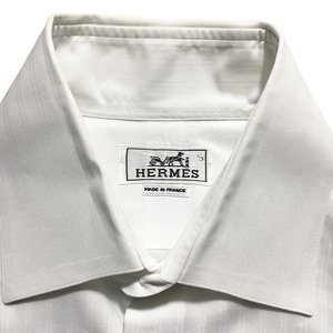 HERMES stripe woven white shirt