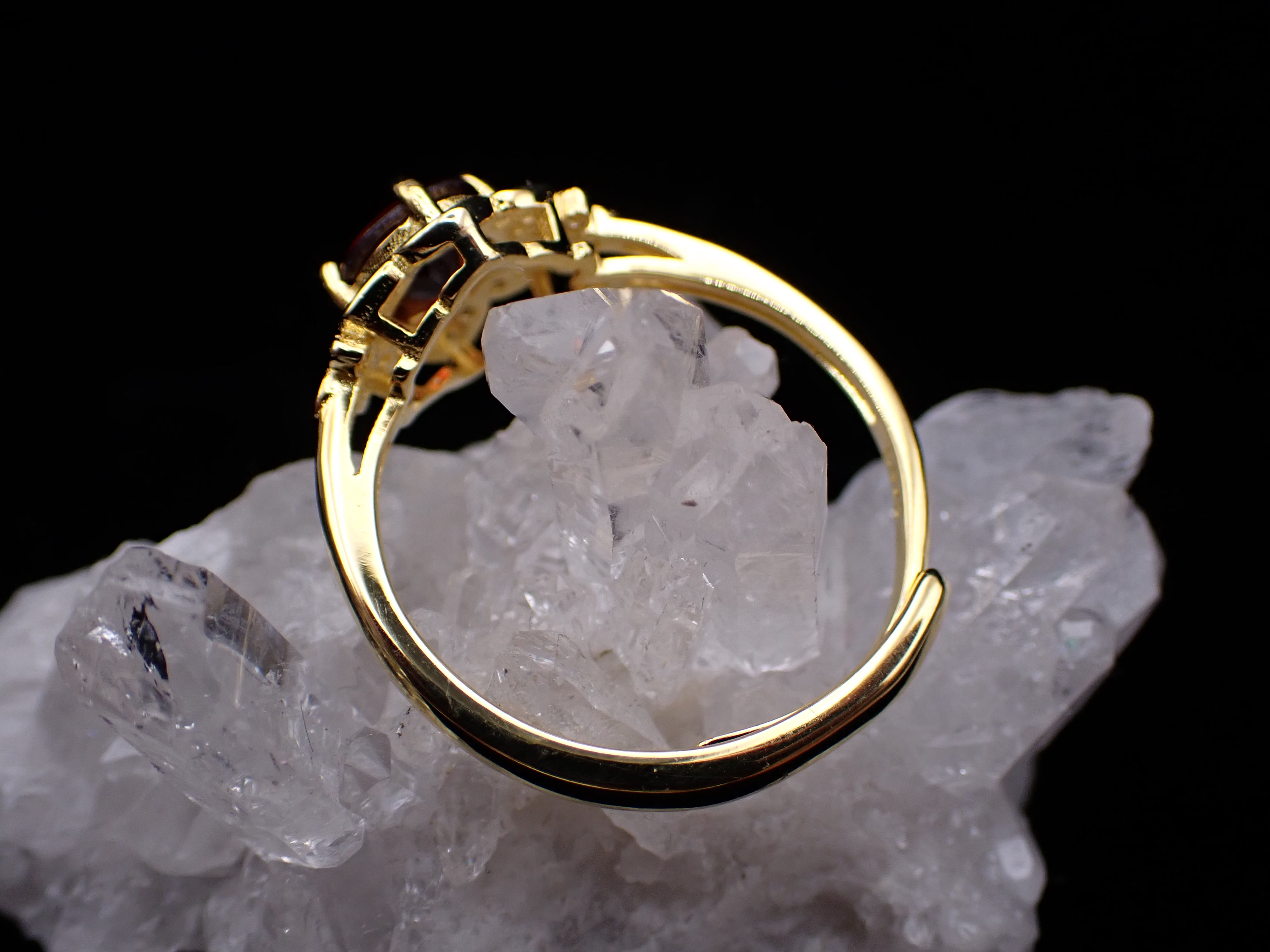 バフトップガーネット　桔梗リング 桔梗ring バフトップガーネット フリーサイズYG | 小さな宝石店 R.made