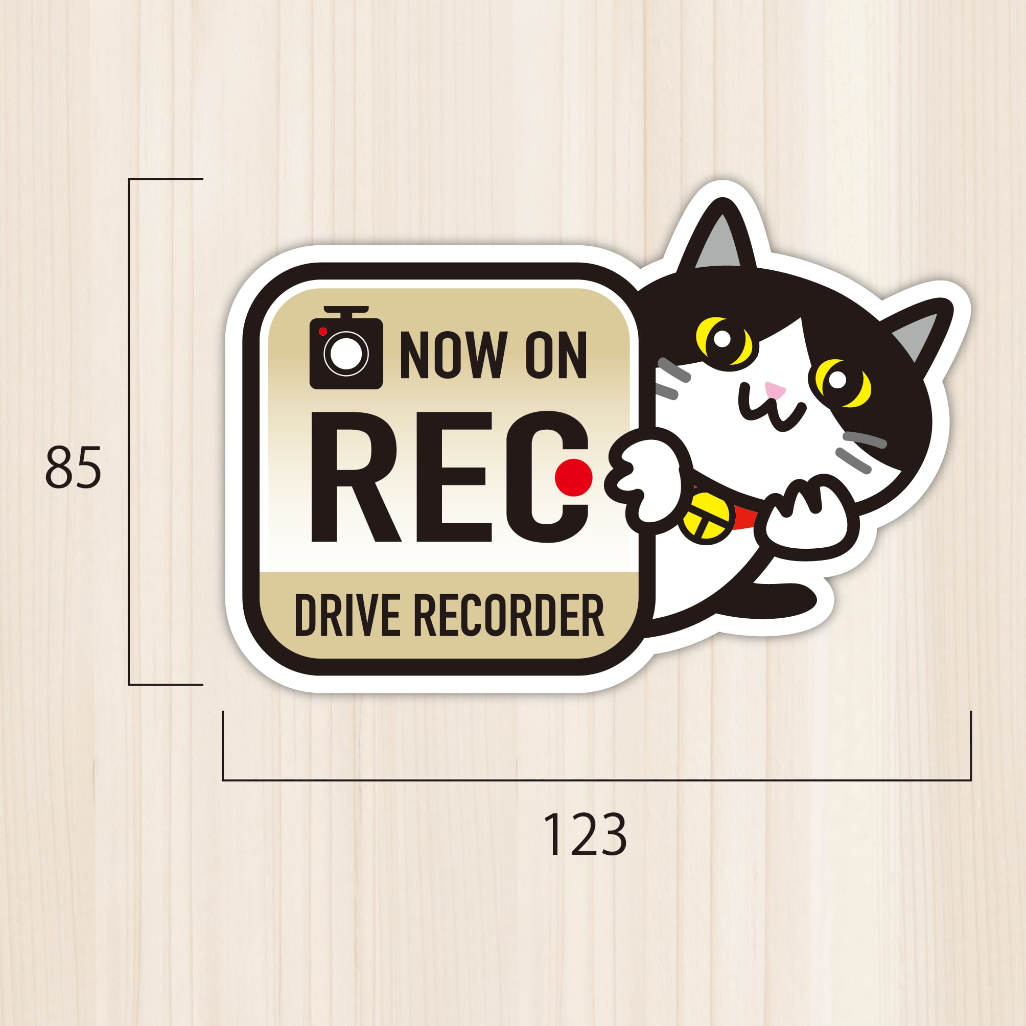 ひょこにゃんドライブレコーダーステッカー｜ハチワレ｜マグネット