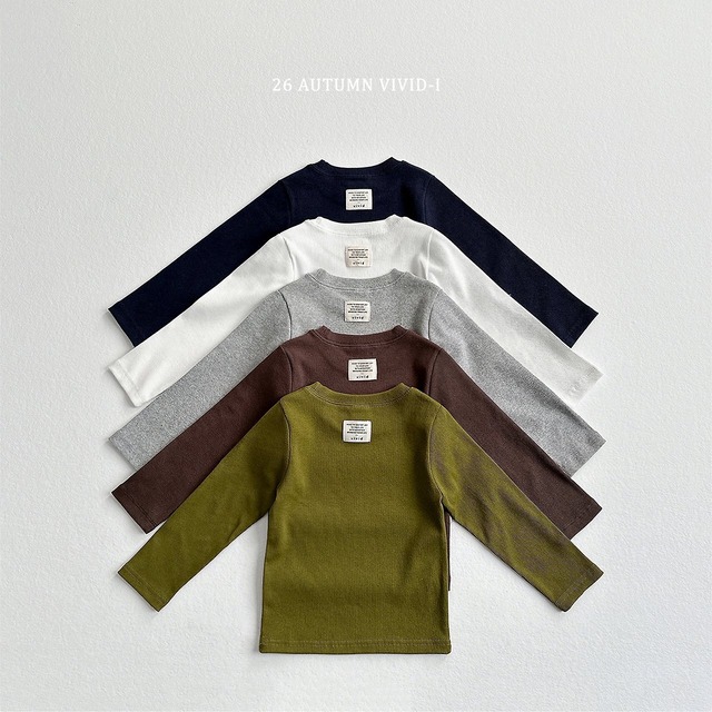 【ﾉﾍﾞﾙﾃｨ＆送料無料】Ribbed T-shirt with Label Detail / vivid-i