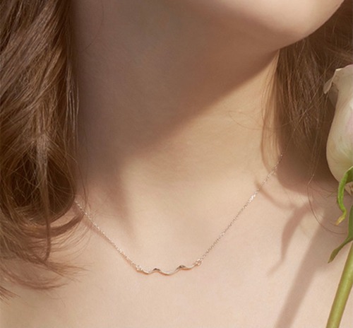 silver925   wave necklace