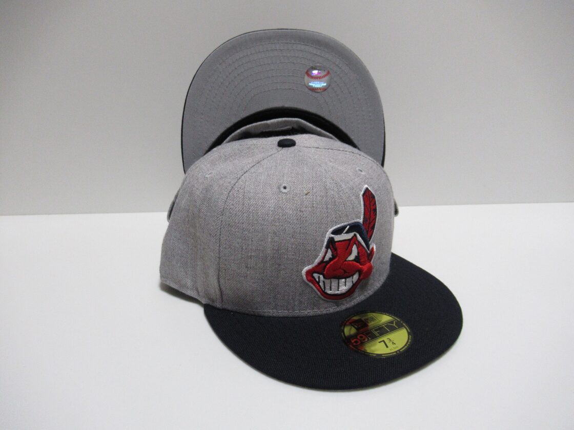 NEW ERA 59fifty Cleveland Indians インディアンス CAP Gray×Navy 