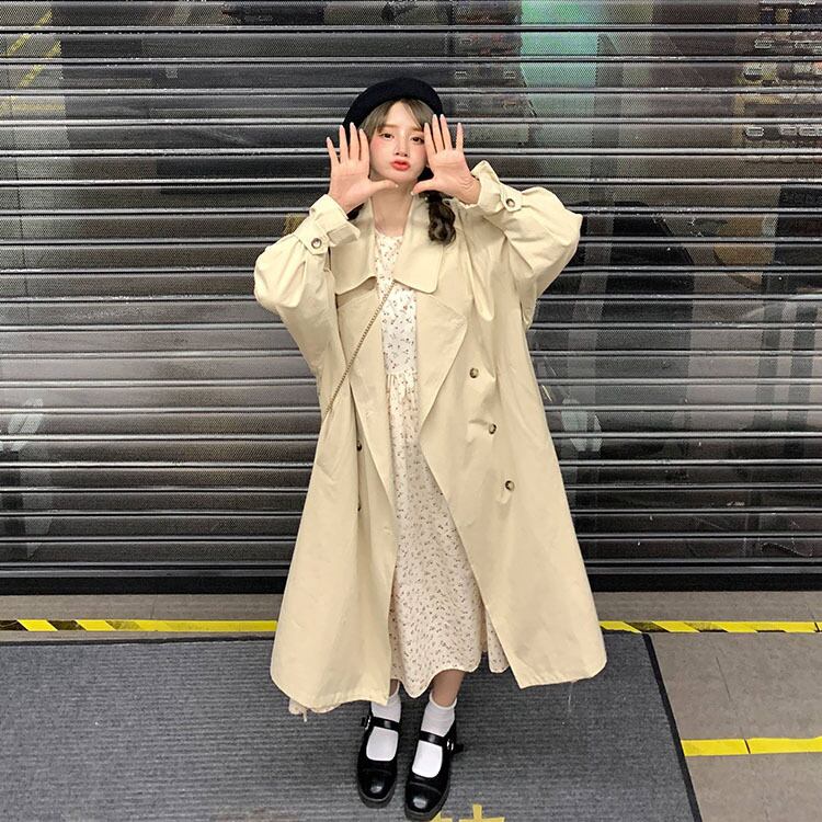 トレンチコート ウエストベルト付き バーガンディ トレンチコート