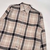 リネン100% LANCEL ランセル チェック 長袖シャツ LA/メンズ ビンテージ 福助