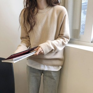 トップス ニットソー 袖あり 長袖 ラウンドネック ニット かわいい 大人可愛い きれいめ シンプル カジュアル 大人 上品 おしゃれ お洒落 大人可愛い 大人女子 ラフ ガーリー 無地 秋 冬 20代 30代 40代 50代 レディース 女性用  ビジネス OL 通勤 学生 通学 デート お出かけ 女子会 休日 旅行 S M L XL 赤 レッド 青 ブルー ベージュ オレンジ