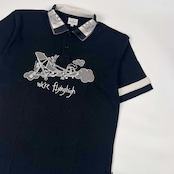 Jean Charles de Castelbajac Sport カステルバジャック 飛行機 刺繍 デザイン 半袖 ポロシャツ 4/ブラック×ホワイト メンズ ゴルフ
