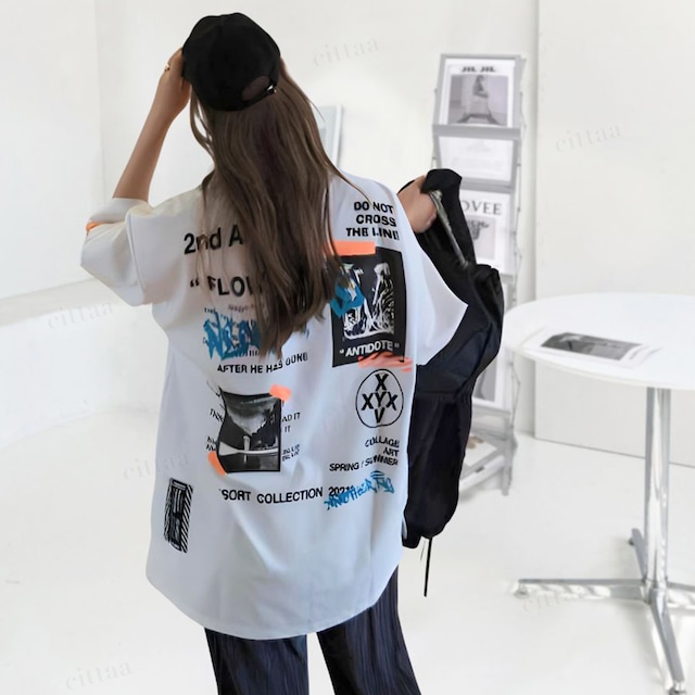 Y-3679　2024春新作♡FLOWフォトプリント半袖Tシャツ　ホワイト　0220　0301