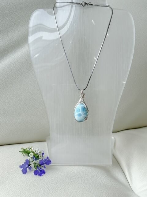 【専用】Silver925ラリマー❅ワイヤーアートペンダントトップ☆ ラリマーのワイヤーアート ペンダントトップ 【工房ラクシュミー