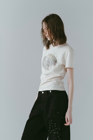 Studded Compact Tee  / IVORY