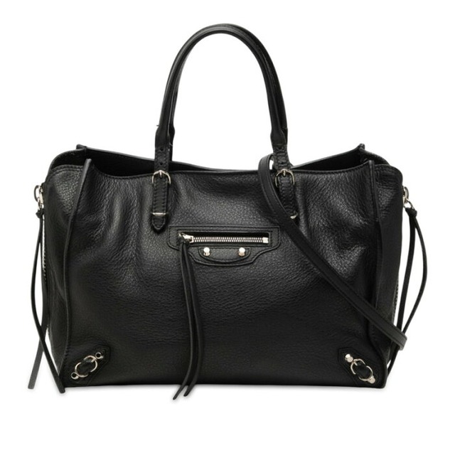 バレンシアガ ペーパー A6 ハンドバッグ ショルダーバッグ 2WAY 370926 ブラック レザー レディース BALENCIAGA 【中古】