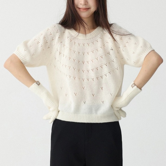 全4色/Pointelle short sleeve knit　M1834