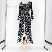 フラメンコ 衣装 ワンピース ドレス 水玉 ドット 黒 白 フリル ボランテ STALL Co.,Ltd ボウタイ ダンス パーティ 発表会 レトロ ブラック系 ホワイト系 おしゃれ 女性用 フォーマル 衣装ダンス イベント ステージ衣装 コスチューム