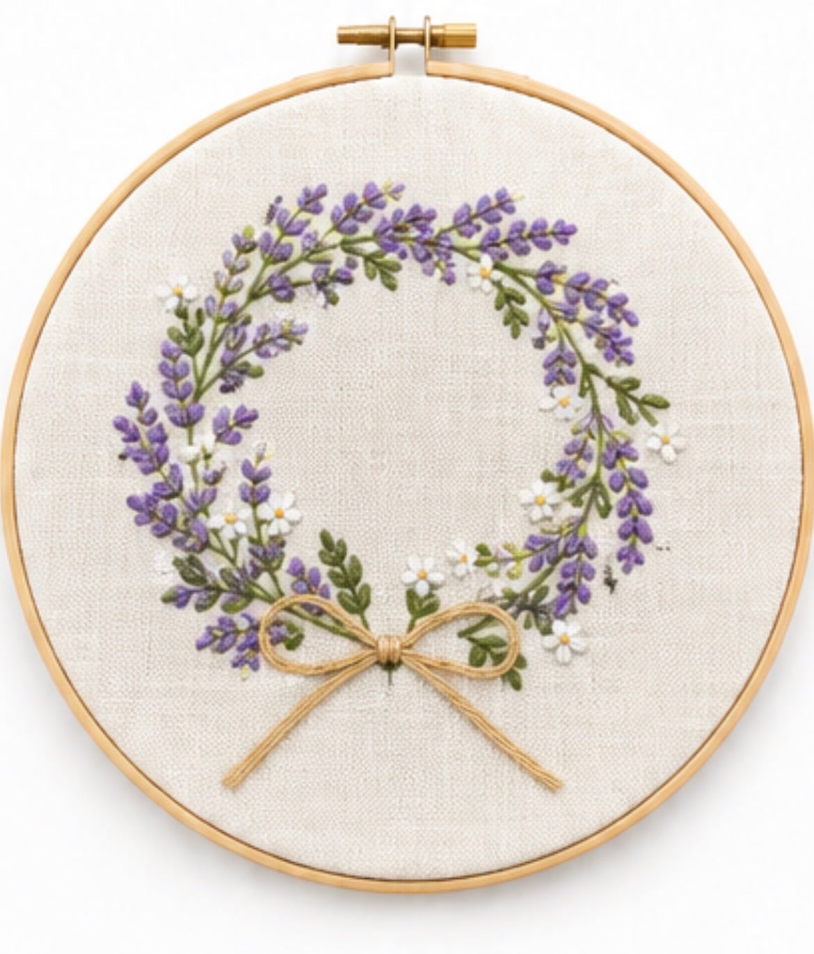 ラベンダーと小花のリース刺繍図案 コピー済み 送料無料 | soraさんの