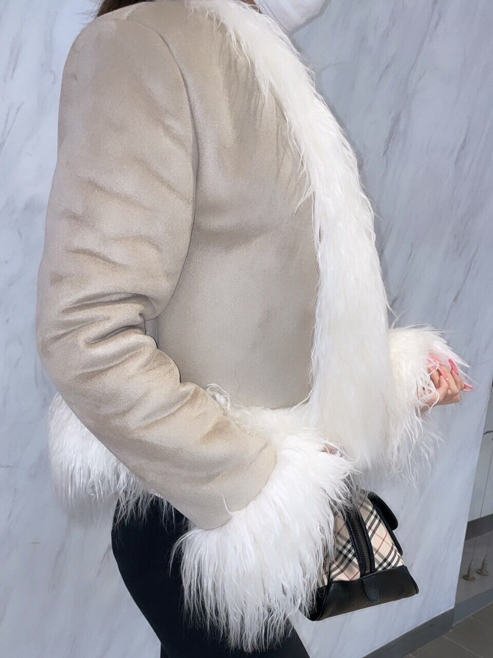 極美品 FENDI ジャケット ムートン ラム モンスター カシミヤ混 難し 羊毛