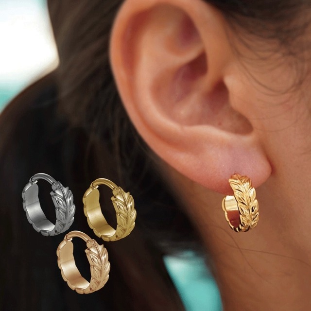 マイレリーフ フープ ピアス  ステンレス ハワイアンジュエリー ピアス 両片耳 サージカルステンレス 316L  金属アレルギー  レディース レイピカケ プレゼント ギフト ラッピング無料 送料無料 人気アレルギー対応 lei-bcm15-abjp