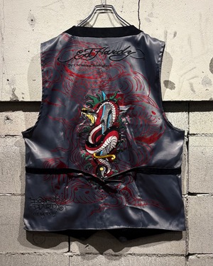【Caka otto】  “Ed Hardy” Special Embroidery Velor Switching Vest