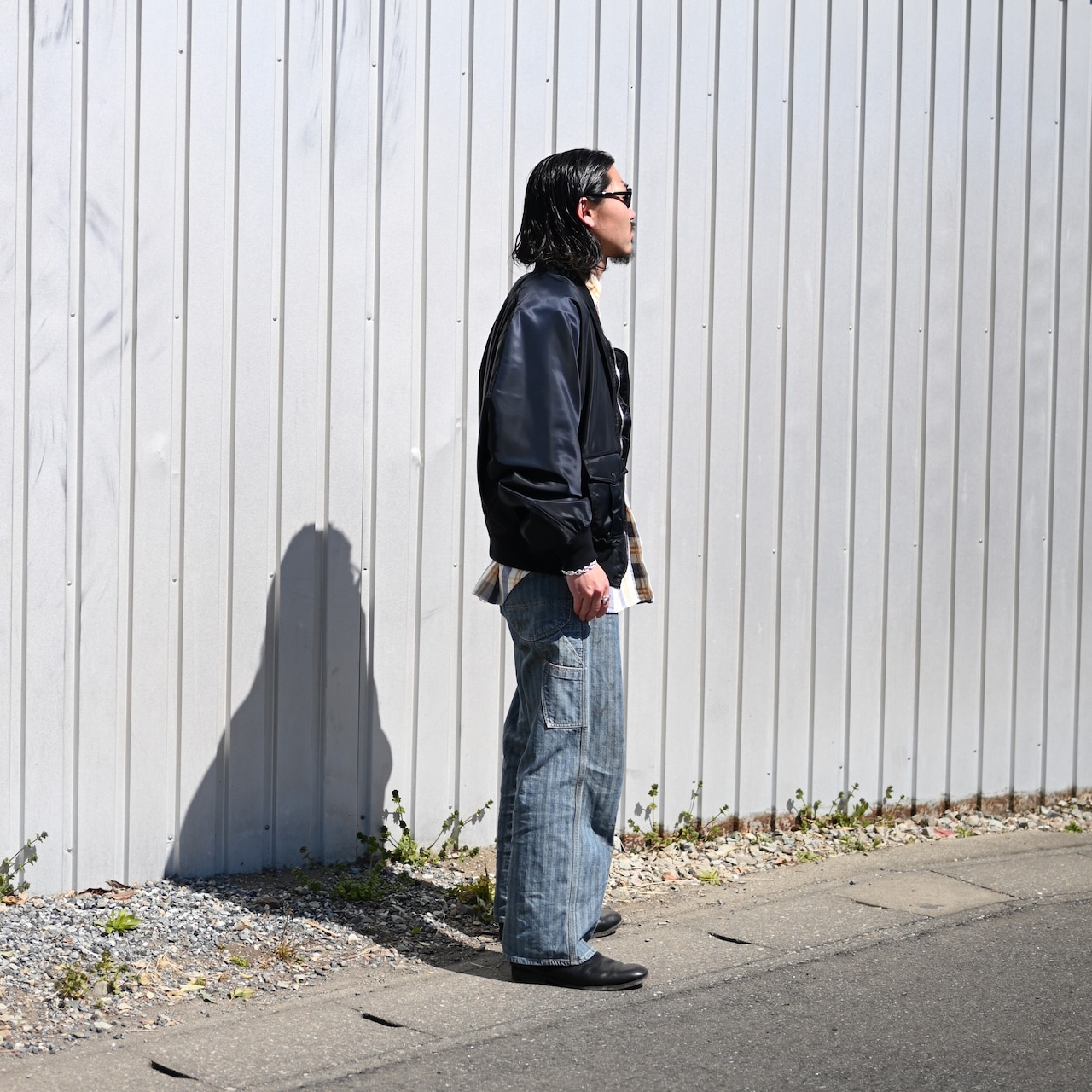 Leh / Bonber Jacket とBOWWOWのネルシャツ、モーターサイクルパンツ