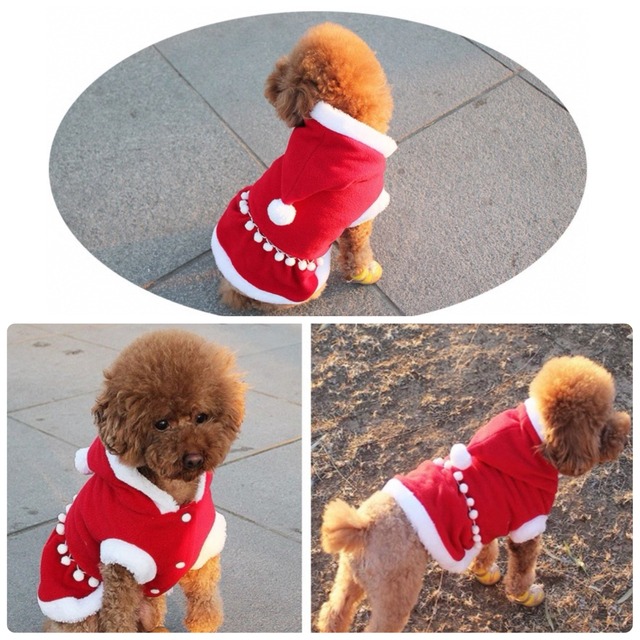 犬服 猫服 ペット服 超小型 パピー犬 フリースパーカーワンピース　クリスマスワンピ:3XS.XXS