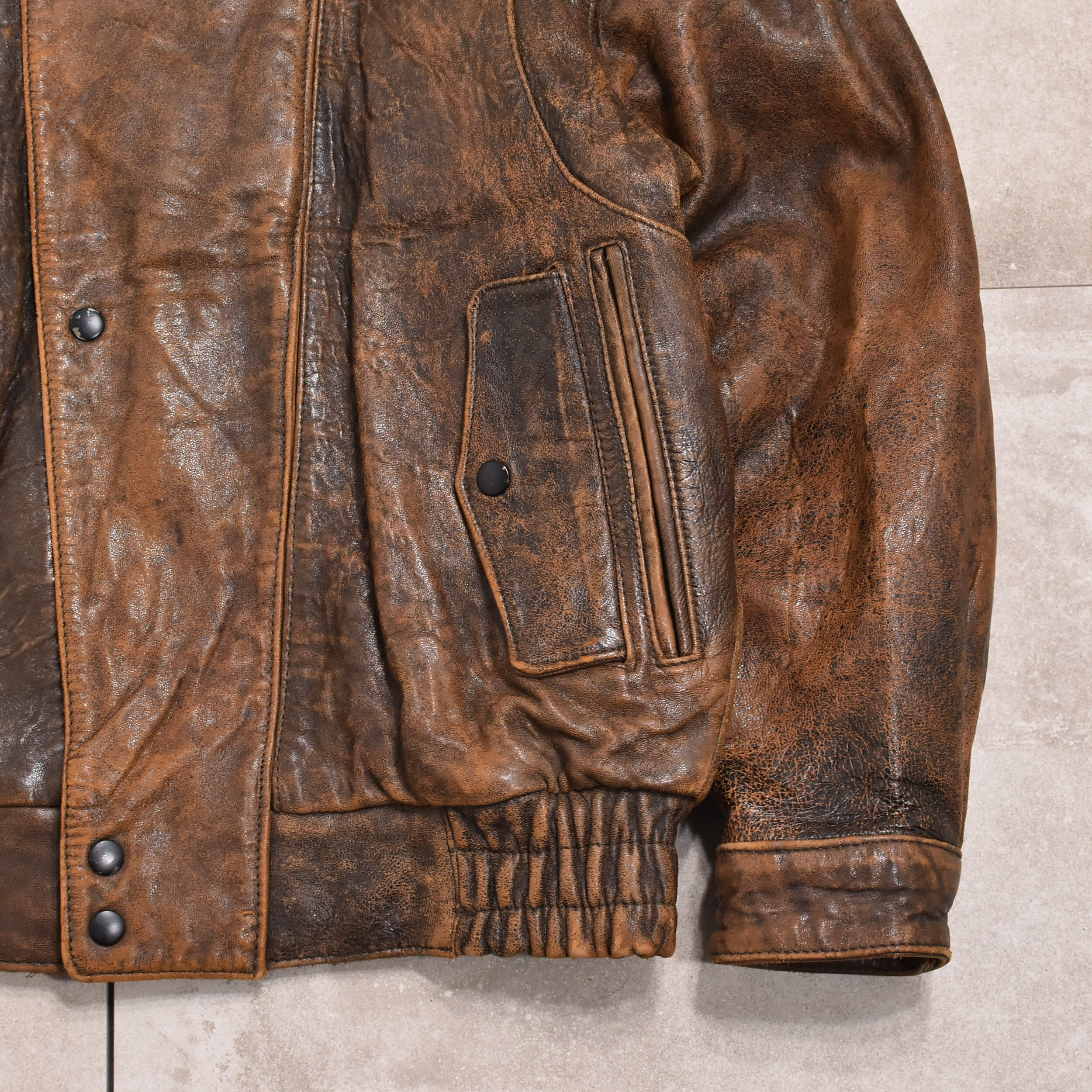 90s aging processing leather jkt | 古着屋 grin days memory 【公式