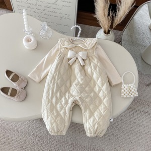 【BABY】蝶結び付き厚手オールインワン