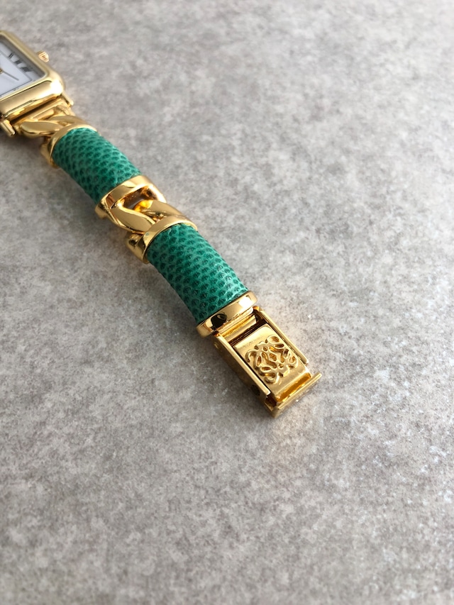 LOEWE ロエベ 腕時計 グリーン ゴールド ローマ ステンレススチール vintage ヴィンテージ オールド c27tnu