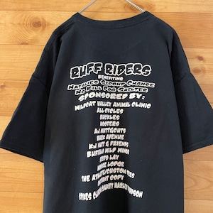 【RUFF RIDERS】音楽レーベル Tシャツ HIPHOP バイク XL ビッグサイズ アーチロゴ バックプリント 半袖 US古着 アメリカ古着