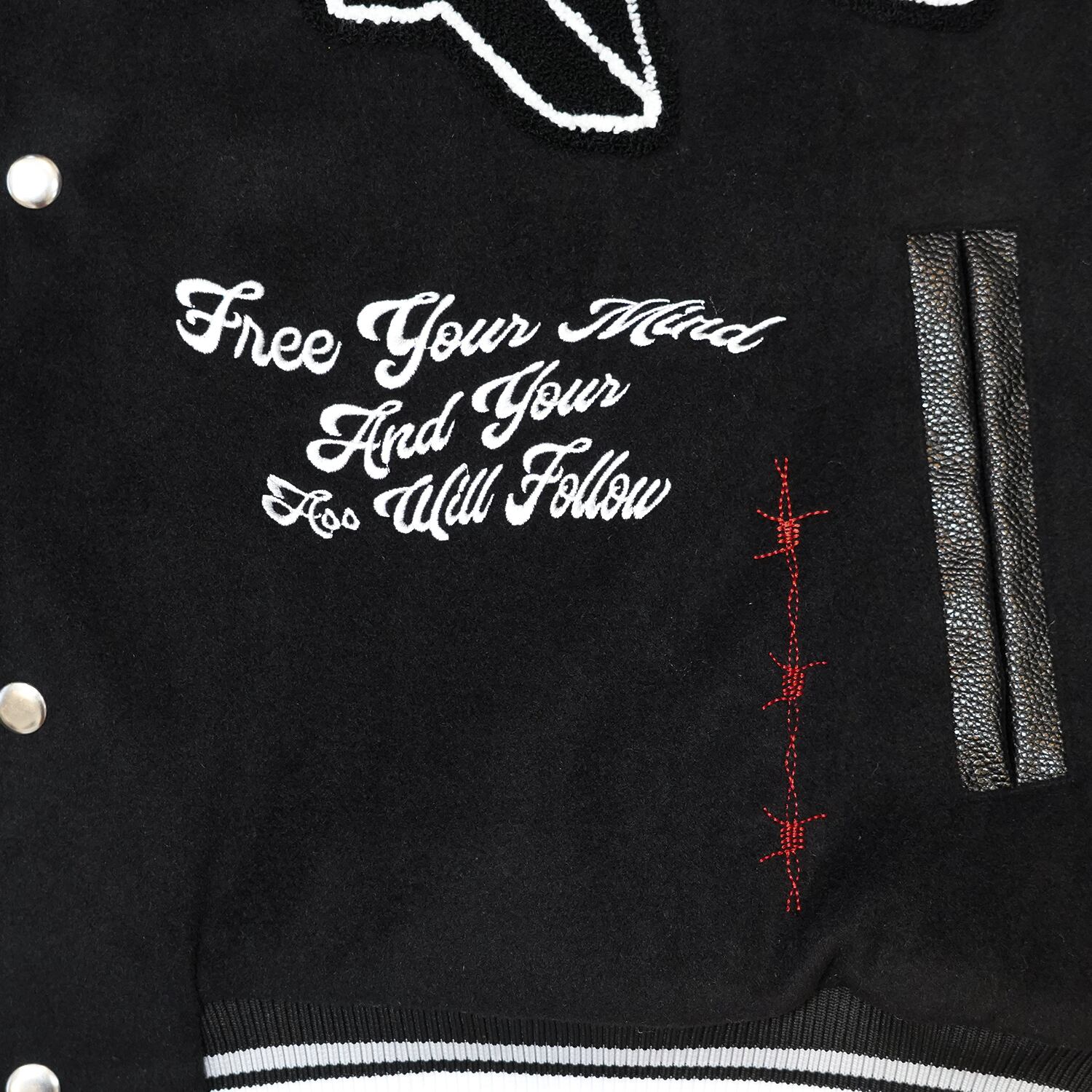 T.C.R RAVER GANG VARSITY LEATHER JACKET - BLACK | T.C.R BY TOUCHER