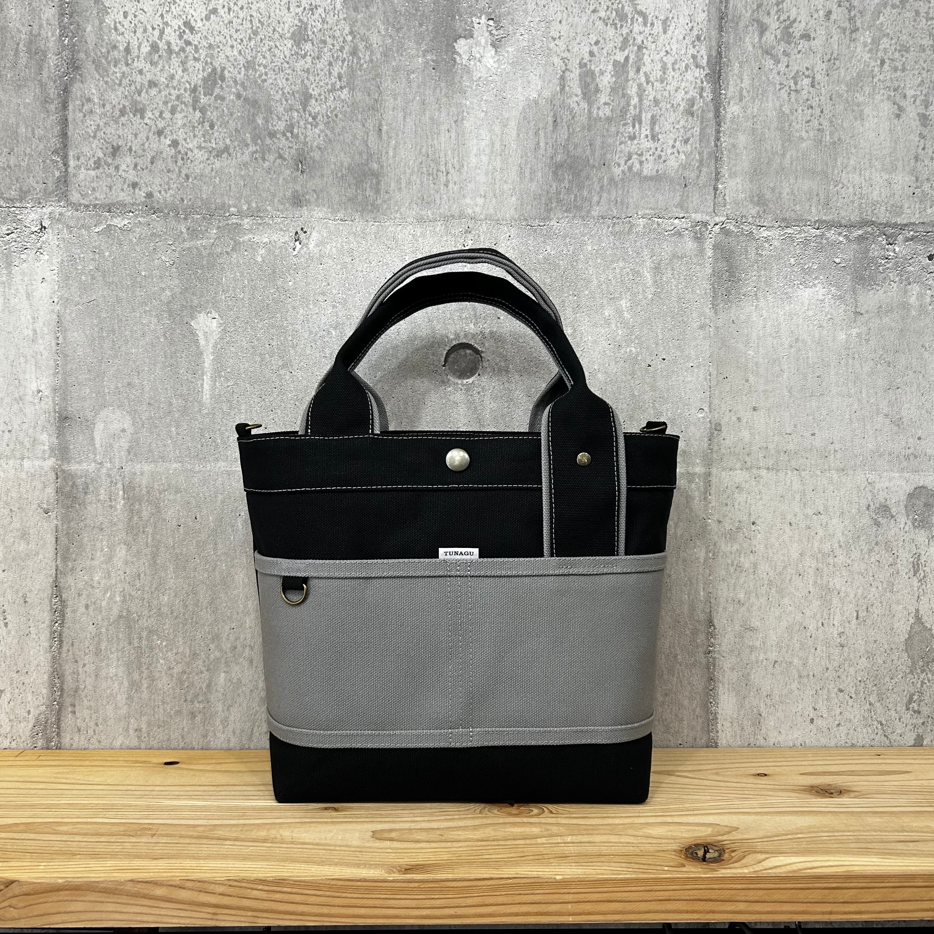 当店人気No.1.▽Bi Color Tote "M"【ブラック×グレー】