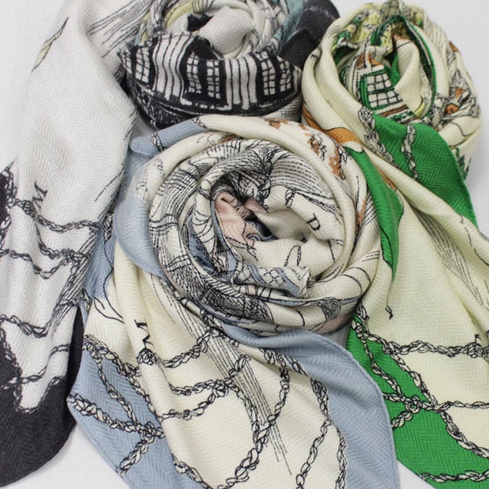 manipuri マニプリ ウールシルクストールヘリンボーン織120