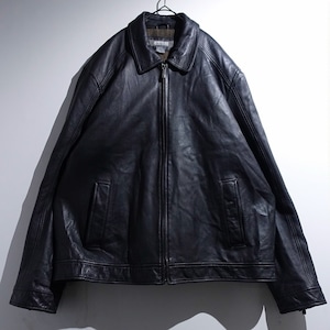 Black Leather Padded Swing Top Blouson