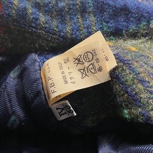 vintage LES COPAINS leather switching check coat