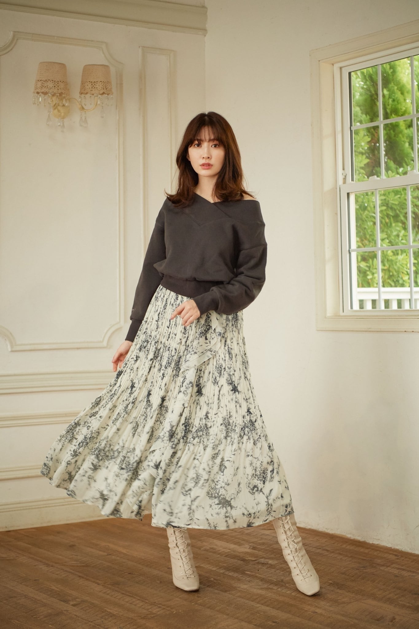 レディースHer lip to Pleated Chiffon Long Skirt - www.comicsxf.com