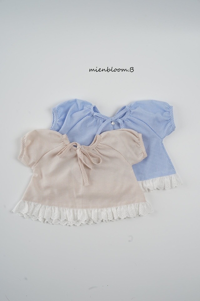予約 : Pure check blouse (kids)〔mienbloom.b〕