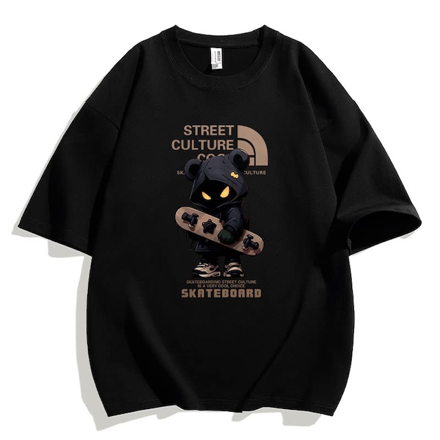 ♥大人かわいい黒T！【PPGリーズ】★Tシャツ★ 6color トップス 半袖 男女兼用 メンズ 大きいサイズ 赤 黒 青 灰 カートゥーン プリント