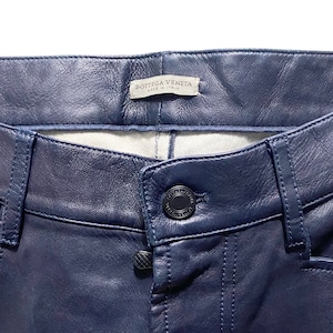 BOTTEGA VENETA navy color biker leather pants