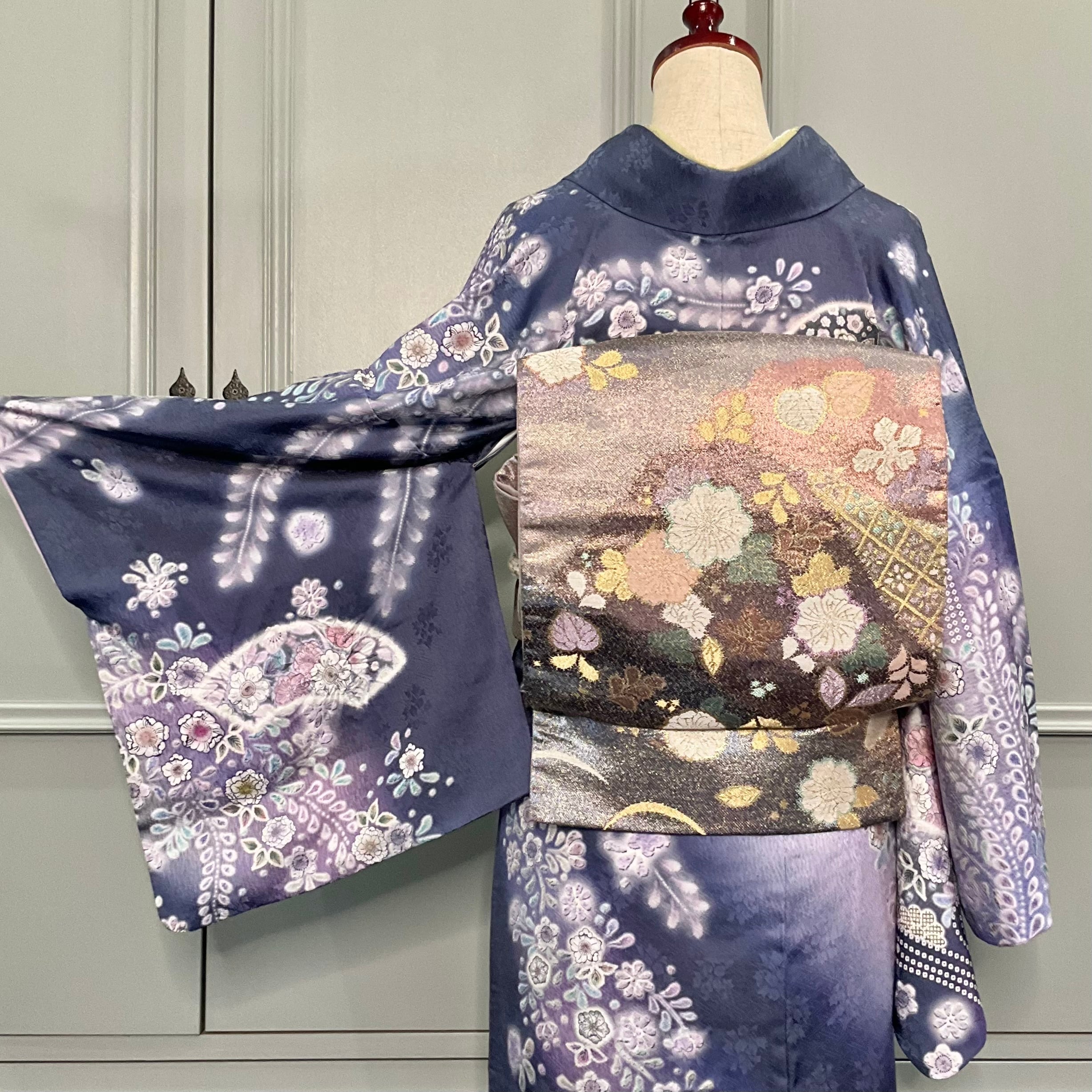 tall＊藤と桜の饗宴＊訪問着セット 辻ヶ花模様 流水 地紙 卒業式 入学