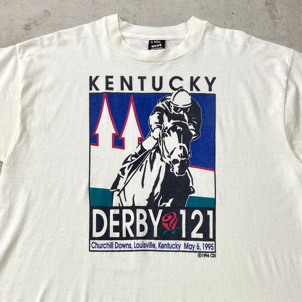 90年代 USA製 KENTUCKY DERBY 1995 競馬 アニマル プリントTシャツ 