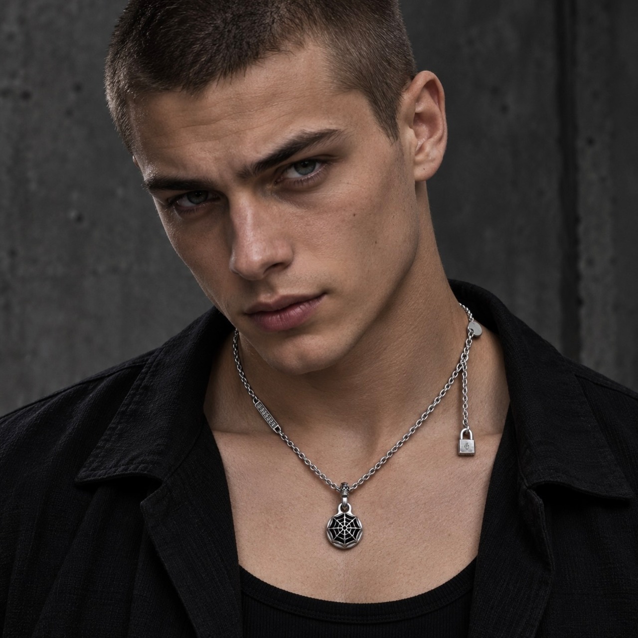 SPIDER WEB NECKLACE #1 with GODSIZE® I.D. TAG / スパイダーウェブ ゴッドサイズ® I.D.タグネックレス