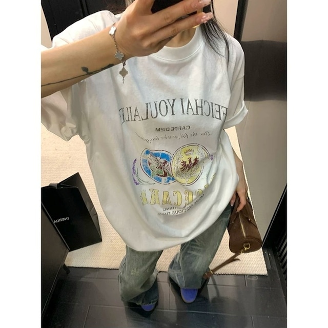 クラシックコインモチーフグラフィックTシャツ 2col R02443