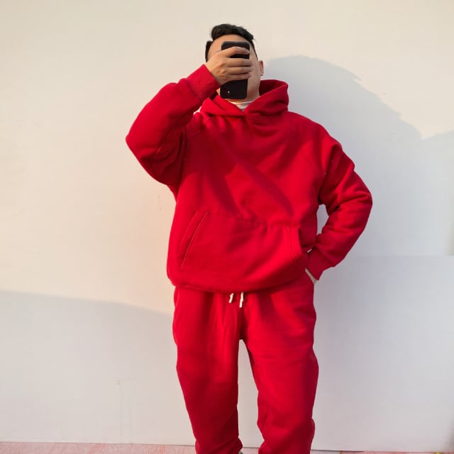 予約販売】メンズ セットアップ 上下 長袖 フーディ パーカー レッド