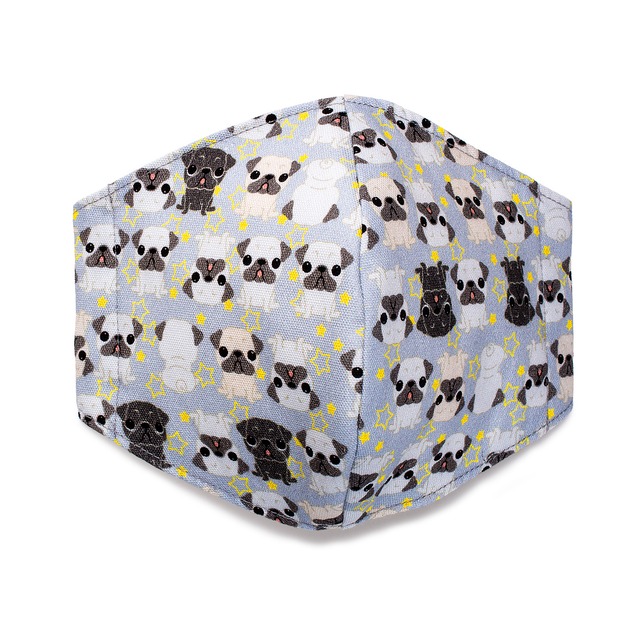 みんなが元気になるマスク 大人用 パグ グレー 布マスク 日本製 立体 EM-1172