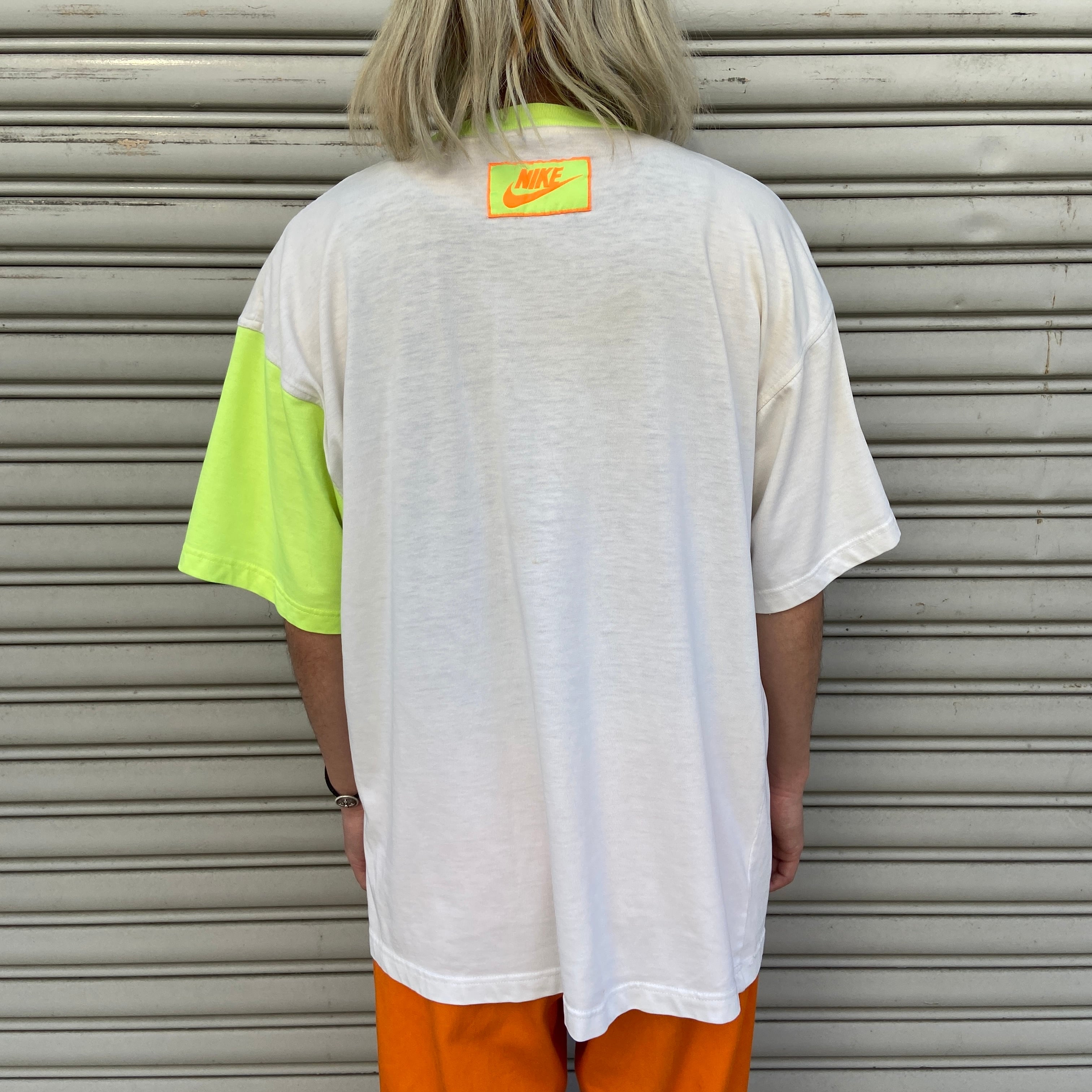 90s NIKE 銀タグ 大判プリントTシャツ ナイキ 蛍光カラー XL | 古着屋 Uan