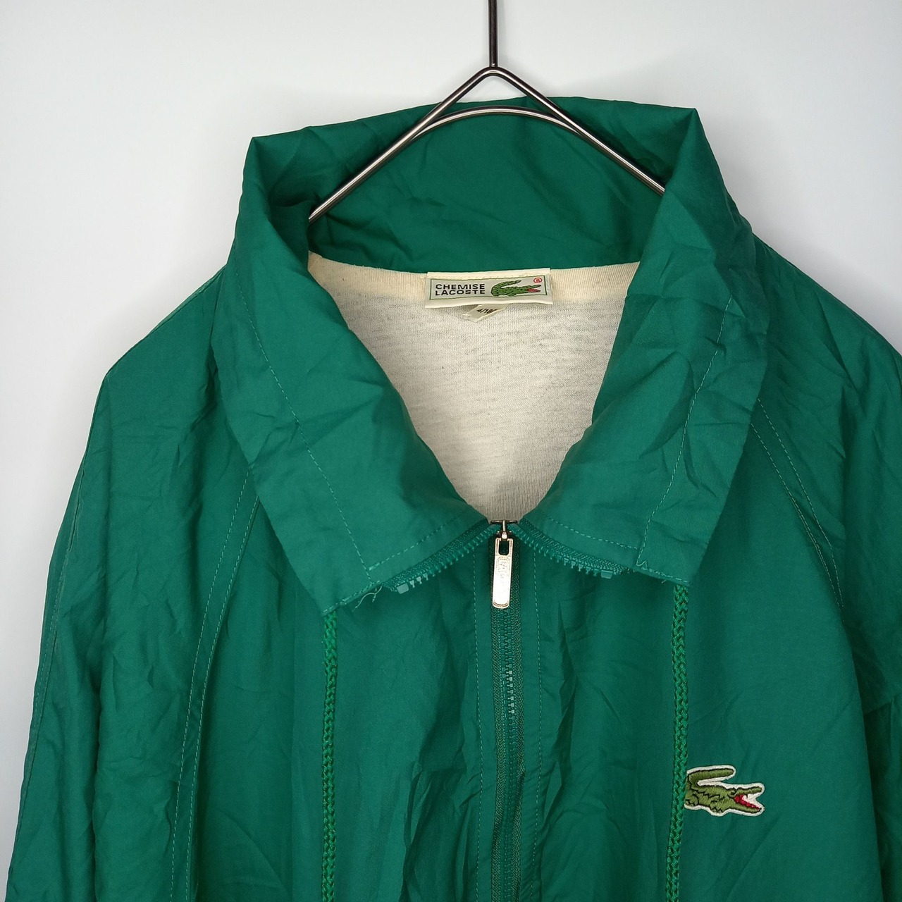 フレラコ　フルジップ　ナイロンジャケット　オーバーサイズ　刺繍ロゴ　グリーン