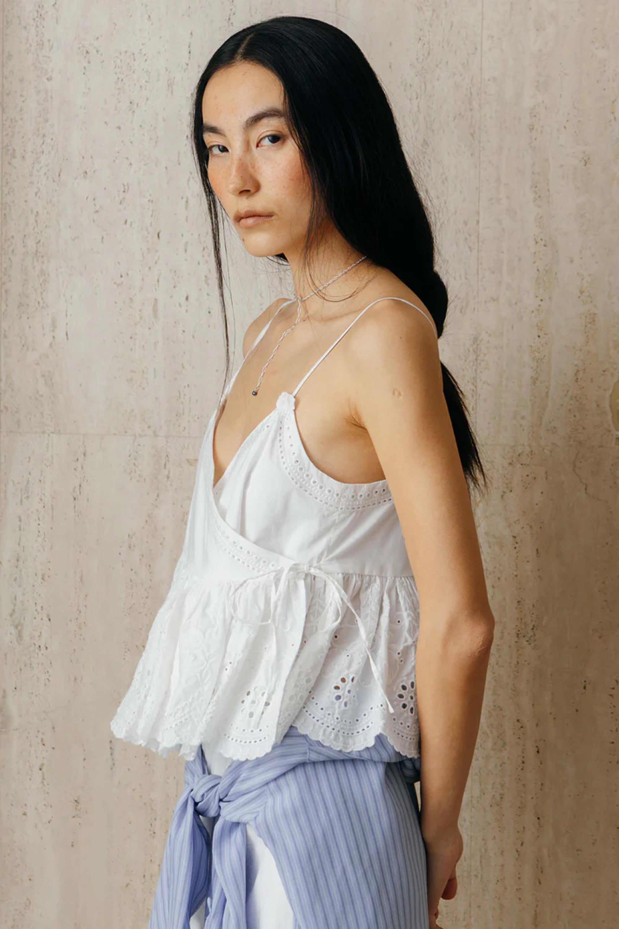 トップス CREDONA LACE PATCHWORK TOPS CREDONA LACE PATCHWORK TOPS レースパッチワークトップス White