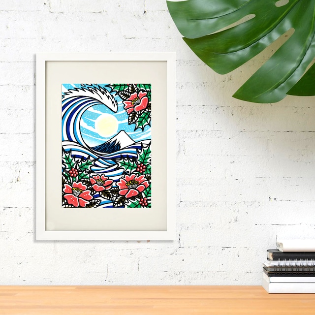 Wood Panel A4（Xmas Surf）with Frame