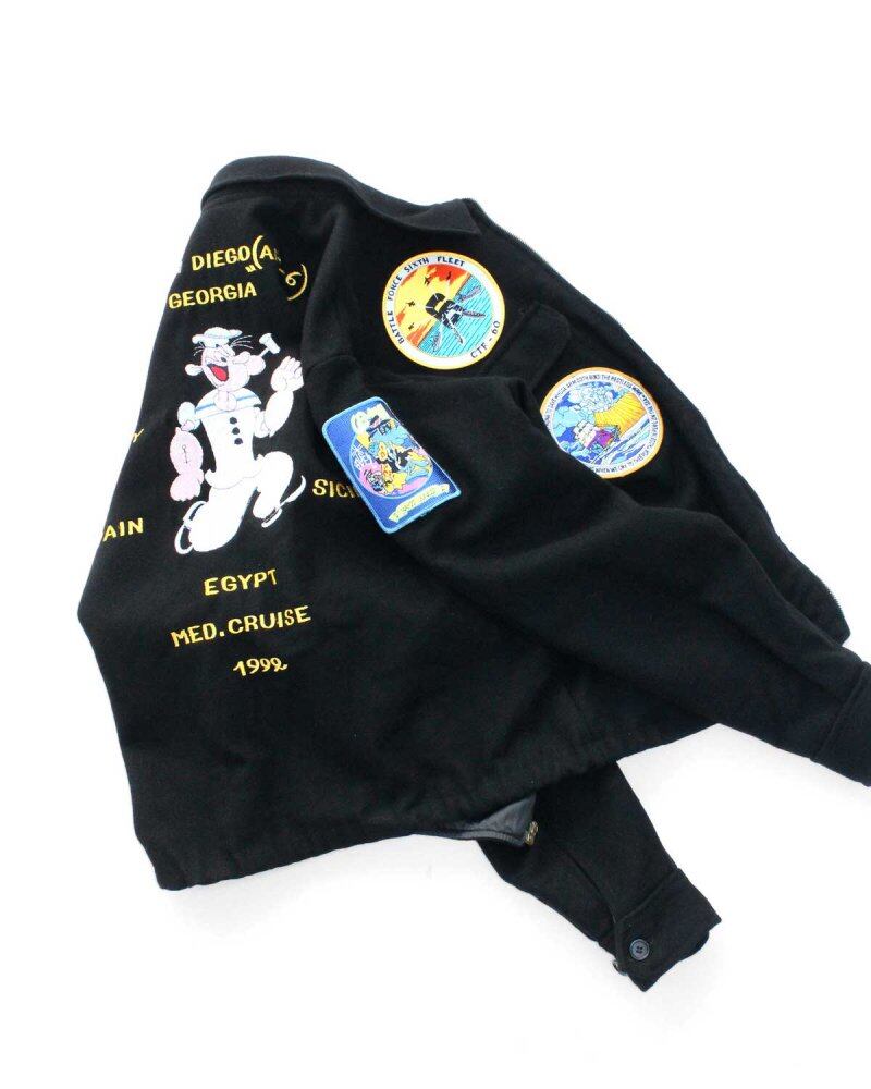 Vintage Souvenir Tour Jacket [US NAVY - USS 1992s-] POPEYE